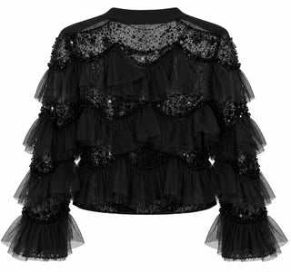 Lace Ruffle Jacket - Black