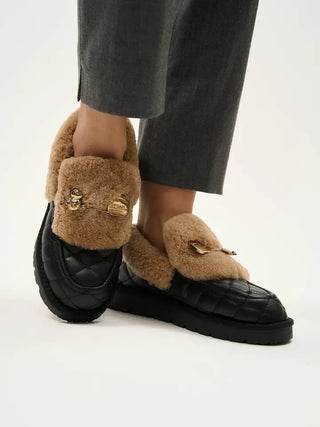 Cozy Wool Platform Mule Loafers