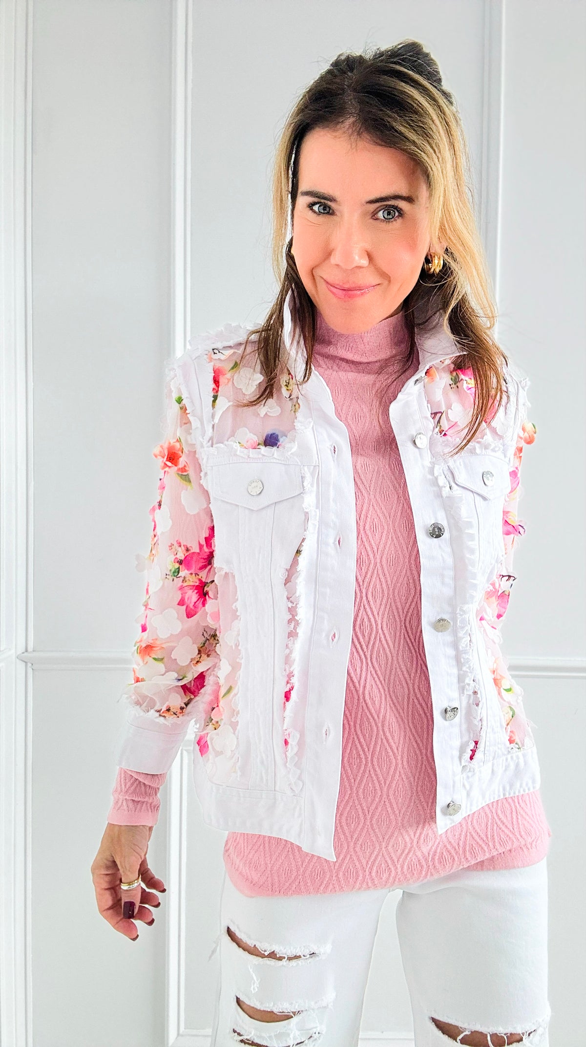 Shop Garden Breeze Mesh Jacket Damaged-160 Jackets-AZI Jeans-Coastal Bloom Boutique, find the trendiest versions of the popular styles and looks Located in Indialantic, FL