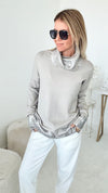 Deluxe Turtleneck Italian Sweater - Beige-140 Sweaters-Venti6-Coastal Bloom Boutique, find the trendiest versions of the popular styles and looks Located in Indialantic, FL