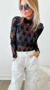 Lace Sheer Layering Top - Black-130 Long Sleeve Tops-Zenana-Coastal Bloom Boutique, find the trendiest versions of the popular styles and looks Located in Indialantic, FL