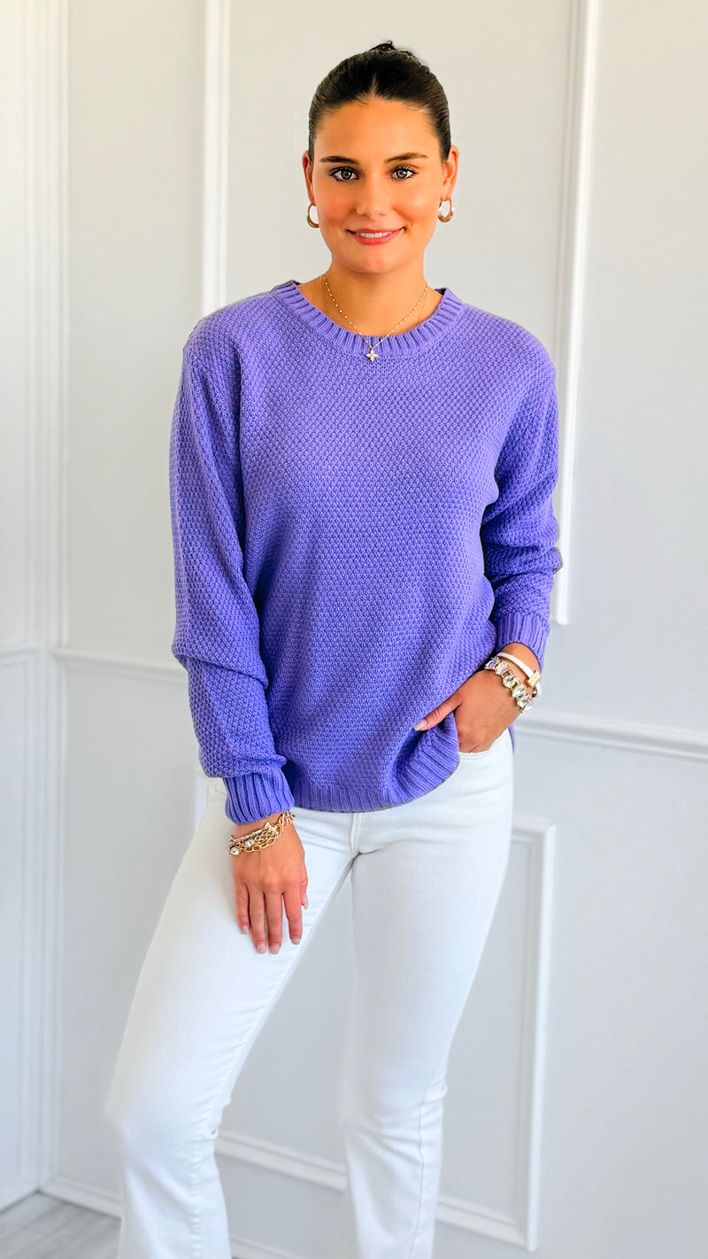 Round Neck Basic Sweater - Lavender-140 Sweaters-Zenana-Coastal Bloom Boutique, find the trendiest versions of the popular styles and looks Located in Indialantic, FL