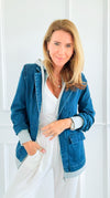 Layered Agenda Hooded Jacket - Dark-160 Jackets-RISEN JEANS-Coastal Bloom Boutique, find the trendiest versions of the popular styles and looks Located in Indialantic, FL