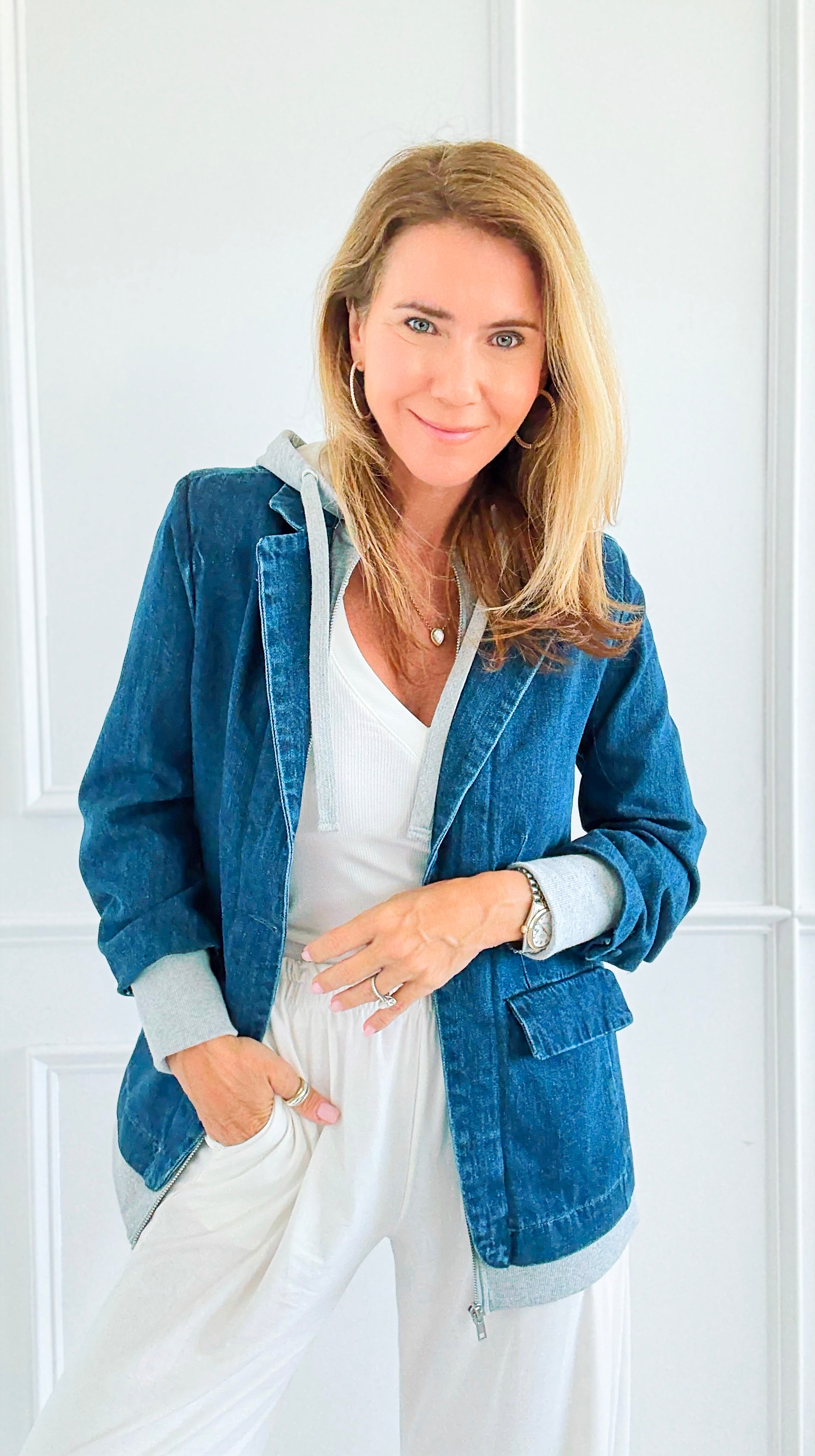 Layered Agenda Hooded Jacket - Dark-160 Jackets-RISEN JEANS-Coastal Bloom Boutique, find the trendiest versions of the popular styles and looks Located in Indialantic, FL