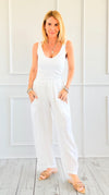 Easy Living Italian Pant - White-170 Bottoms-Tempo-Coastal Bloom Boutique, find the trendiest versions of the popular styles and looks Located in Indialantic, FL