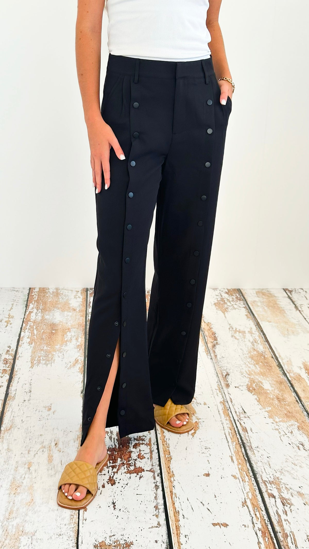 Twilight Path Split Trousers-170 Bottoms-LALAVON-Coastal Bloom Boutique, find the trendiest versions of the popular styles and looks Located in Indialantic, FL