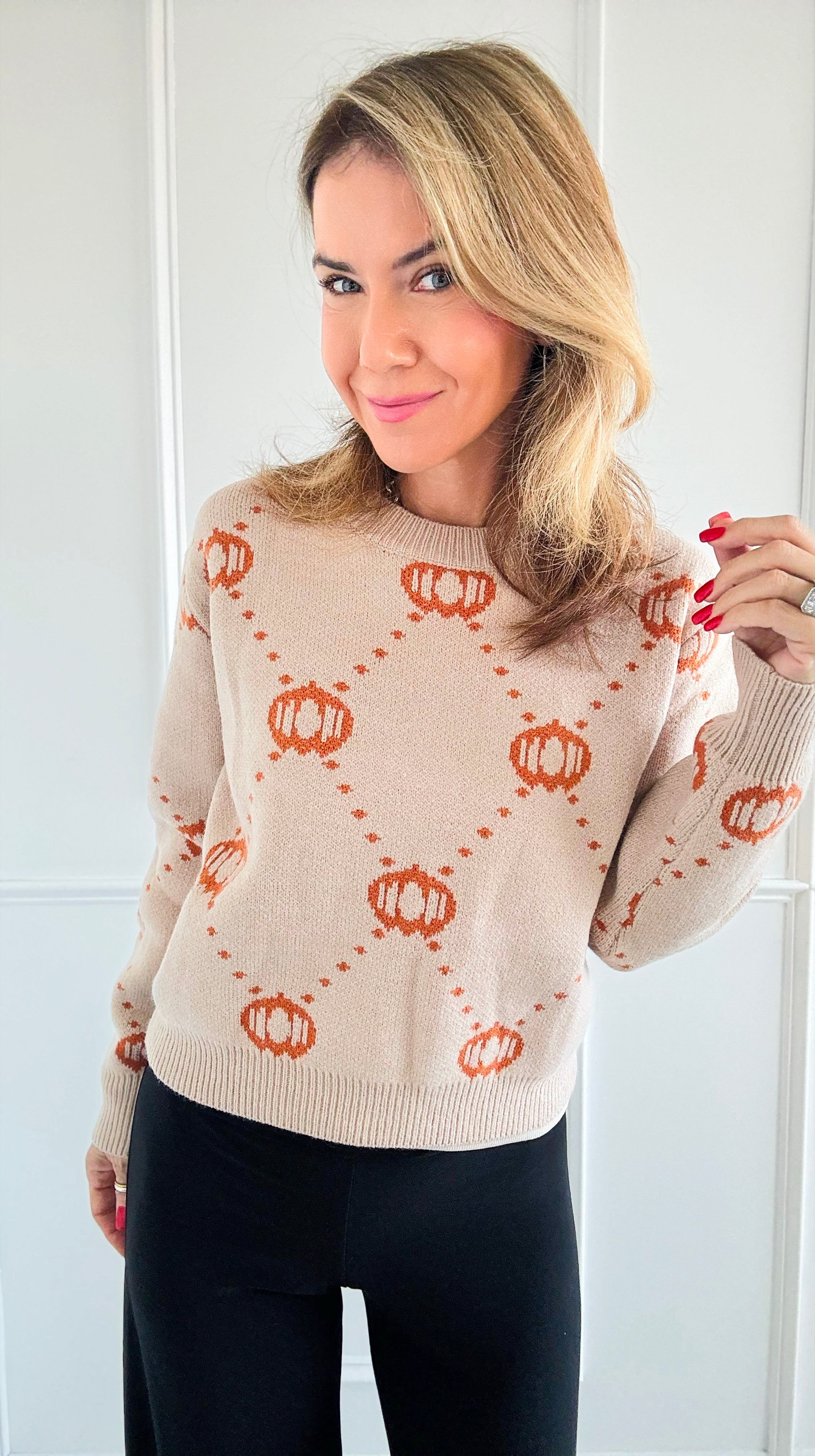 Pumpkin Sweater - Taupe-140 Sweaters-SO ME-Coastal Bloom Boutique, find the trendiest versions of the popular styles and looks Located in Indialantic, FL