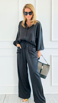 Slow Mornings Set - Black-210 Loungewear/Sets-Jodifl-Coastal Bloom Boutique, find the trendiest versions of the popular styles and looks Located in Indialantic, FL