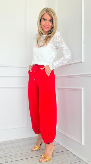 Cancelled Plans Italian Jogger Pant - Red