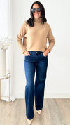Mid Rise Wide Leg Jeans - Dark-170 Bottoms-RISEN JEANS-Coastal Bloom Boutique, find the trendiest versions of the popular styles and looks Located in Indialantic, FL