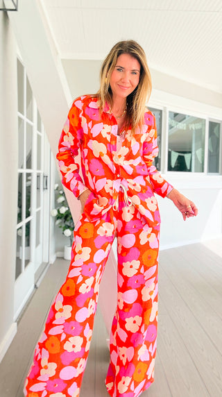 Sunset Spritz Tuscany Linen Italian Button Top