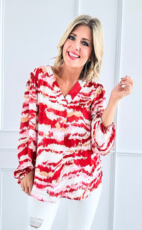 Sunset Waves Blouse Top-130 Long Sleeve Tops-Jodifl-Coastal Bloom Boutique, find the trendiest versions of the popular styles and looks Located in Indialantic, FL