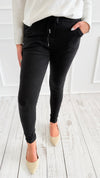Love Endures Italian Jogger - Denim Black-180 Joggers-SUNNY HOLIDAYS-Coastal Bloom Boutique, find the trendiest versions of the popular styles and looks Located in Indialantic, FL