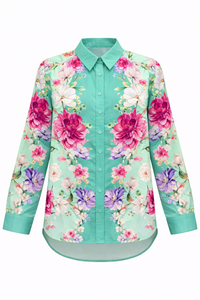 Wild Garden Button Down Top - Green