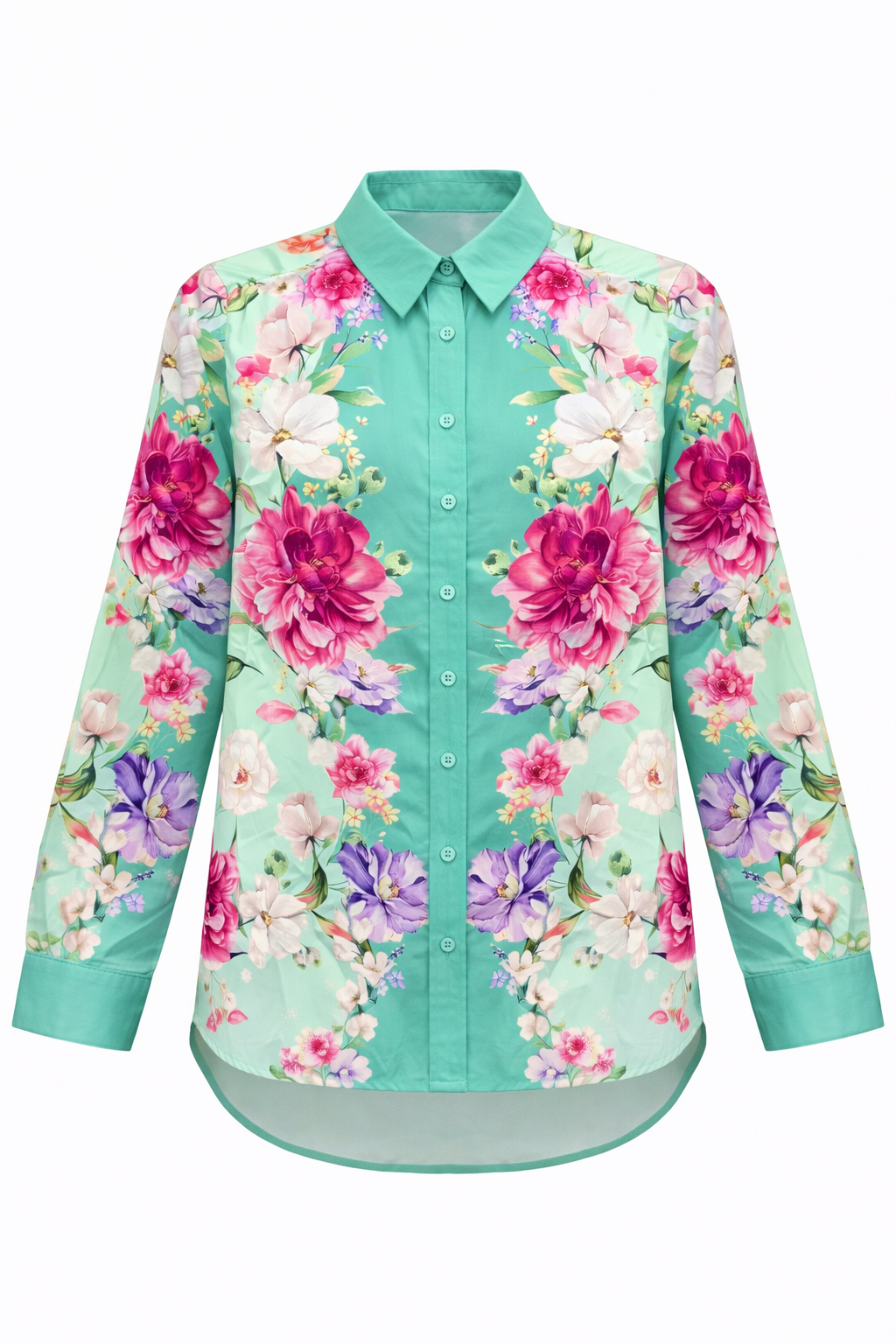 Wild Garden Button Down Top - Green