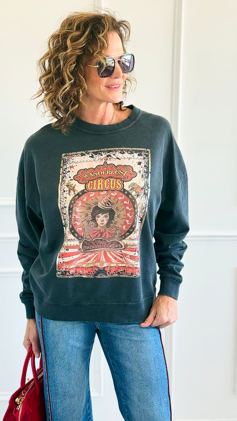 Pre Order - Wanderlust Circus Italian Sweatshirt-110 Long Sleeve Tops-FIRSTAGE-Coastal Bloom Boutique, find the trendiest versions of the popular styles and looks Located in Indialantic, FL