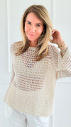 Sparkle Breeze Italian Knit Top-110 short Sleeve Top-CLEAR S-Coastal Bloom Boutique, find the trendiest versions of the popular styles and looks Located in Indialantic, FL