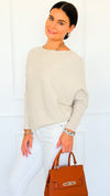 Ribbed Italian Pullover- Oyster-140 Sweaters-Italianissimo-Coastal Bloom Boutique, find the trendiest versions of the popular styles and looks Located in Indialantic, FL