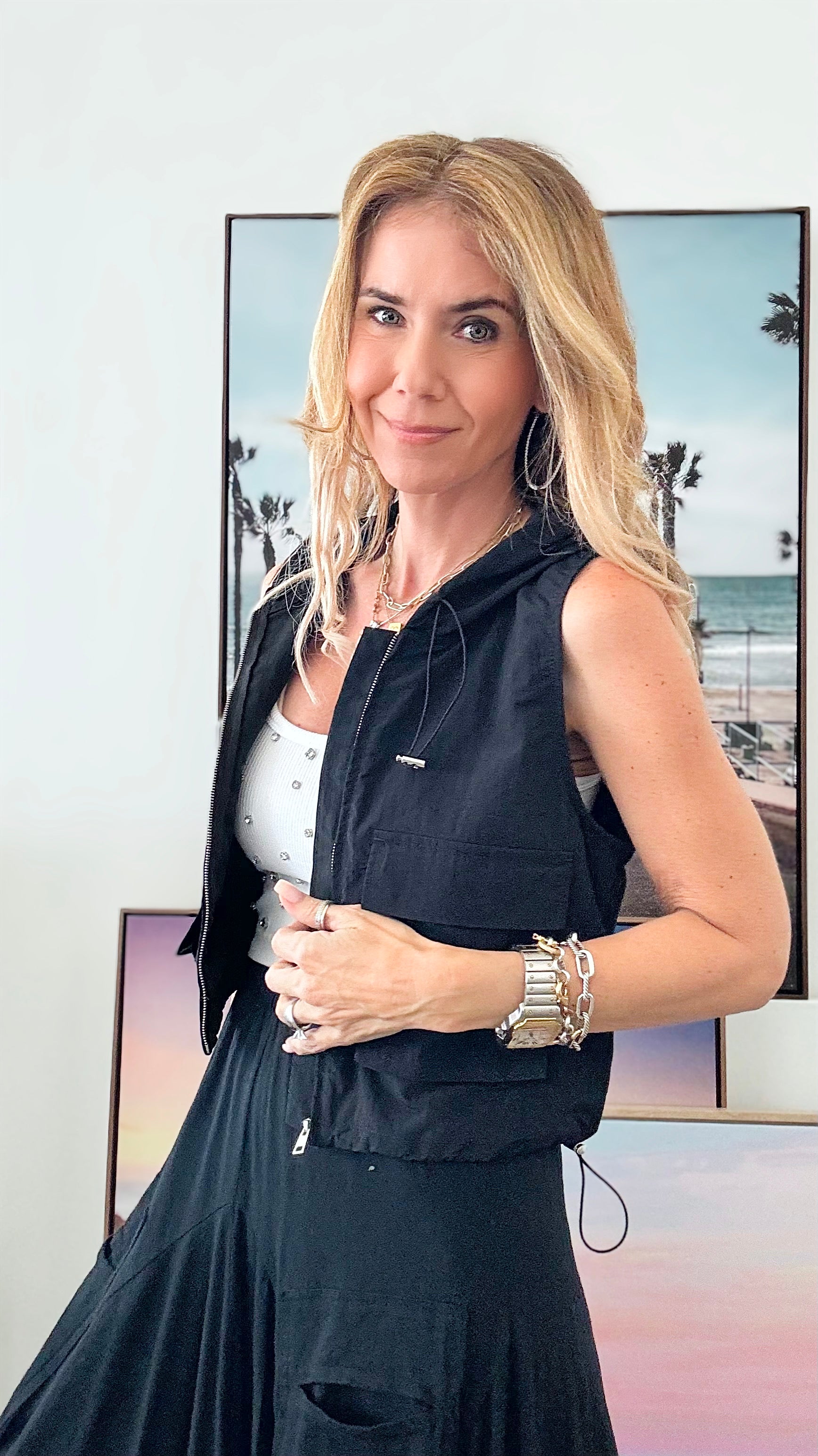 Hooded Cargo Vest - Black-160 Jackets-Love Tree Fashion-Coastal Bloom Boutique, find the trendiest versions of the popular styles and looks Located in Indialantic, FL