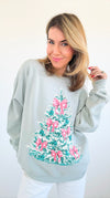 Tinsel & Bows Holiday Sweatshirt-130 Long Sleeve Tops-Sweet Claire-Coastal Bloom Boutique, find the trendiest versions of the popular styles and looks Located in Indialantic, FL