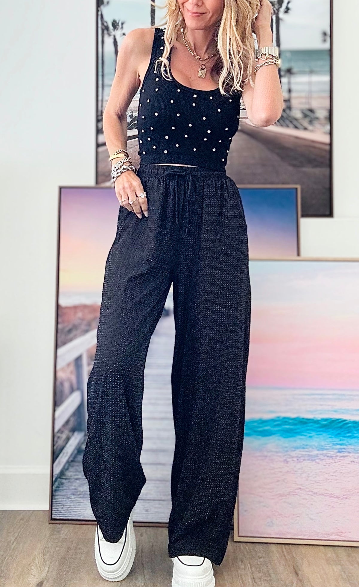 Sparkling Elastic Waist Pants-170 Bottoms-Galita-Coastal Bloom Boutique, find the trendiest versions of the popular styles and looks Located in Indialantic, FL