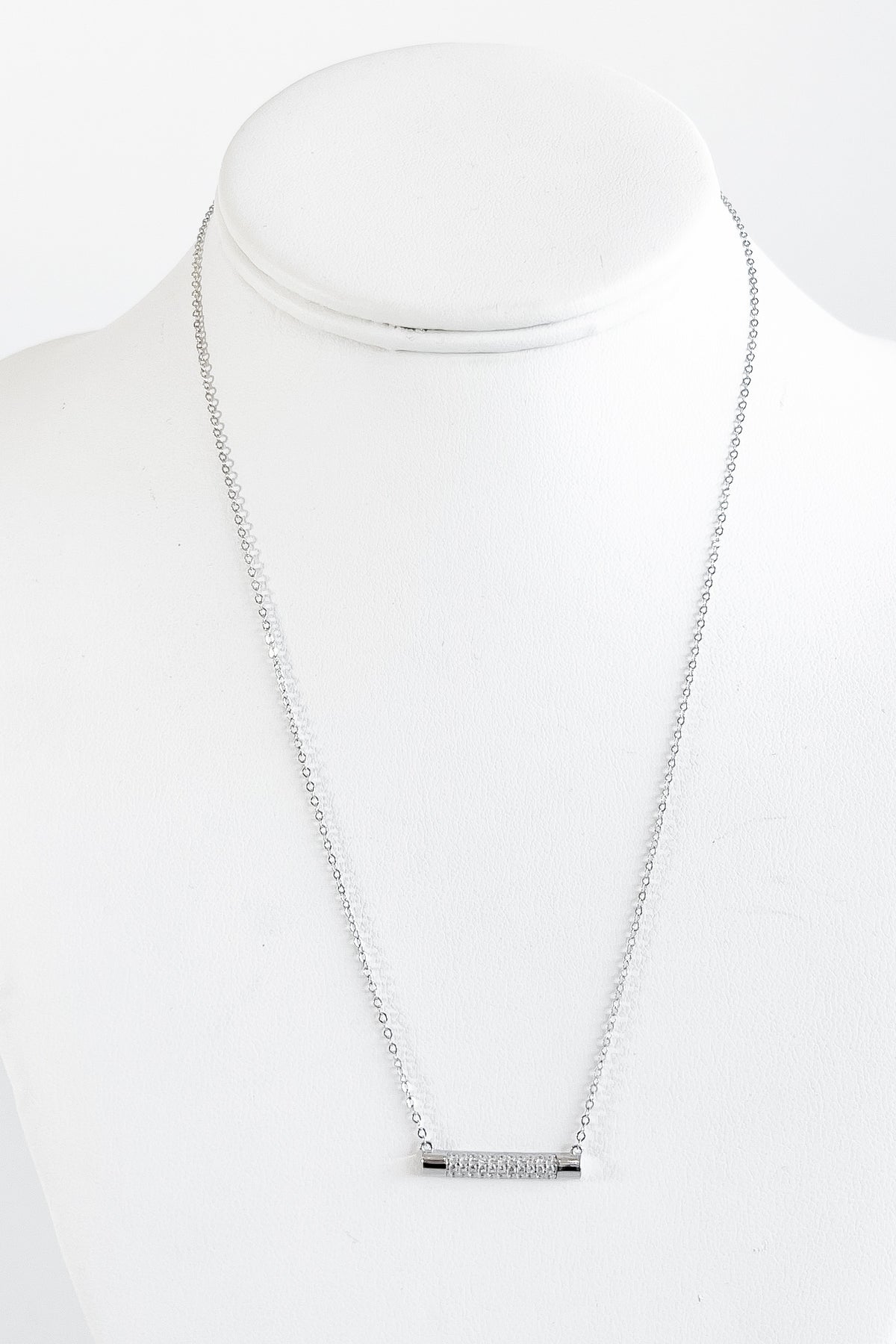PRE ORDER-Sterling Silver Micropave Bar Necklaces-230 Jewelry-NEWNYC2-Coastal Bloom Boutique, find the trendiest versions of the popular styles and looks Located in Indialantic, FL