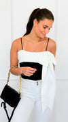 Wrapped in Drama Satin Bow Top-100 Sleeveless Tops-My Story/Event-Coastal Bloom Boutique, find the trendiest versions of the popular styles and looks Located in Indialantic, FL