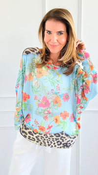 Wild Flower Italian St Tropez Knit- Blue-140 Sweaters-Italianissimo-Coastal Bloom Boutique, find the trendiest versions of the popular styles and looks Located in Indialantic, FL