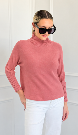 Break Free Long Sleeve Italian Sweater Top - Peach