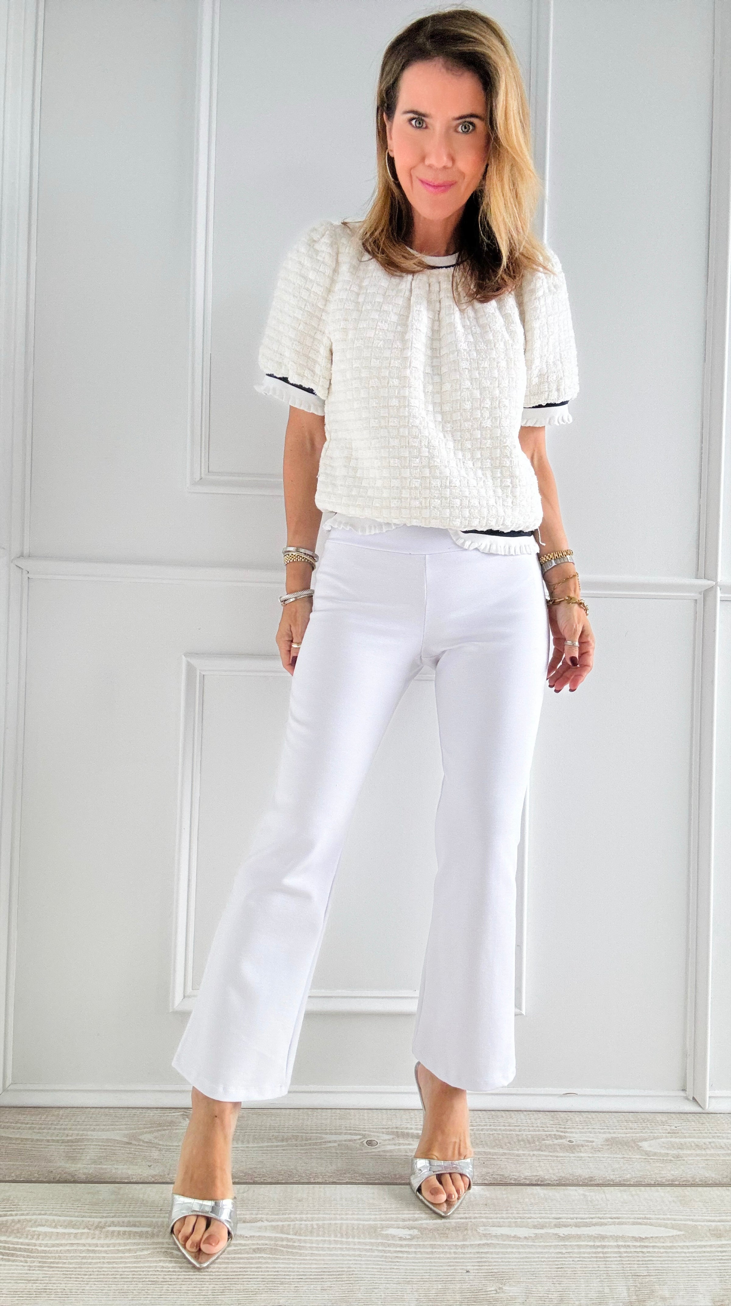 Snowfall Slim-Fit Pants-Off White-170 Bottoms-Beverly Rose-Coastal Bloom Boutique, find the trendiest versions of the popular styles and looks Located in Indialantic, FL