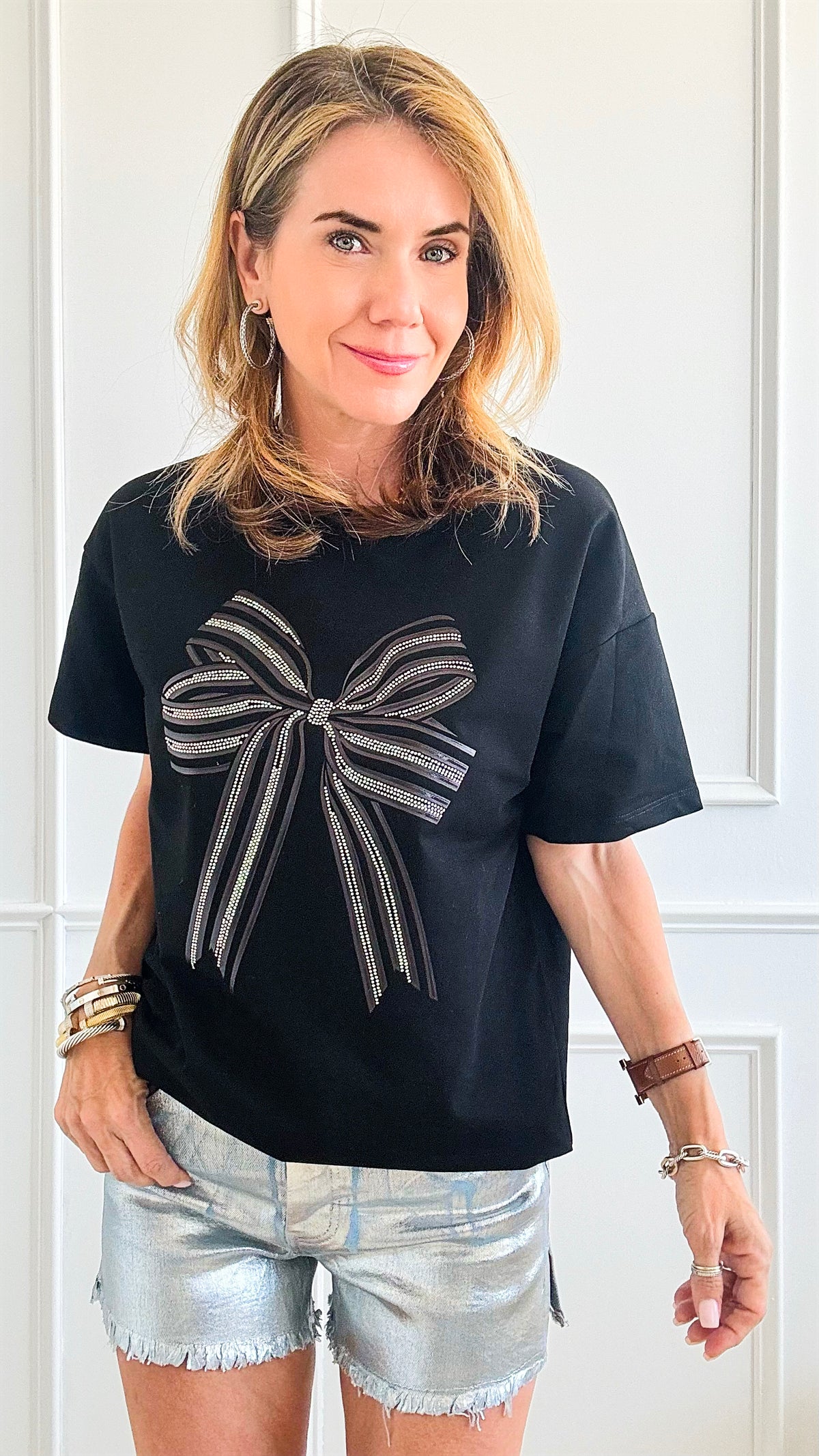Bow Relaxed T-Shirt - Black-110 Short Sleeve Tops-in2you-Coastal Bloom Boutique, find the trendiest versions of the popular styles and looks Located in Indialantic, FL