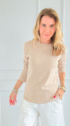 Blind Date Striped Knit Top-110 Long Sleeve Tops-things between-Coastal Bloom Boutique, find the trendiest versions of the popular styles and looks Located in Indialantic, FL