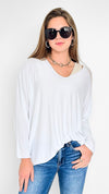 Everyday Luxe Long-Sleeve Italian Top - White-130 Long Sleeve Tops-Italianissimo-Coastal Bloom Boutique, find the trendiest versions of the popular styles and looks Located in Indialantic, FL