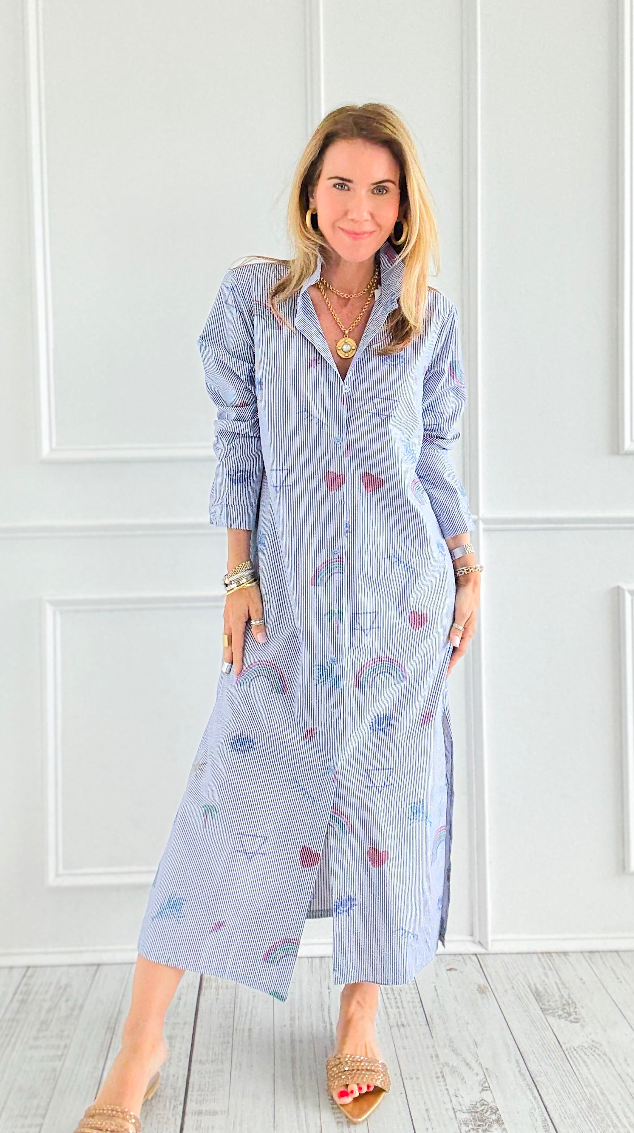 Whimsy Lines Italian Button Dress-200 Dresses/Jumpsuits/Rompers-JOY & LOVE-Coastal Bloom Boutique, find the trendiest versions of the popular styles and looks Located in Indialantic, FL
