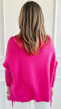 Fringed Fuchsia Sweater-140 Sweaters-Z STUDIO-Coastal Bloom Boutique, find the trendiest versions of the popular styles and looks Located in Indialantic, FL