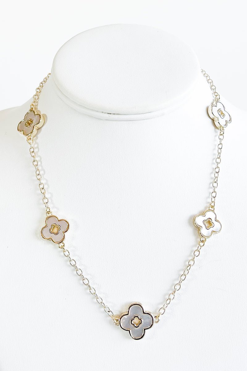 MOP Clover Station Necklace-230 Jewelry-NYC-Coastal Bloom Boutique, find the trendiest versions of the popular styles and looks Located in Indialantic, FL