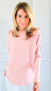 Blush Glow Lace Shoulder Top - Pink-140 Sweaters-cinniya-Coastal Bloom Boutique, find the trendiest versions of the popular styles and looks Located in Indialantic, FL