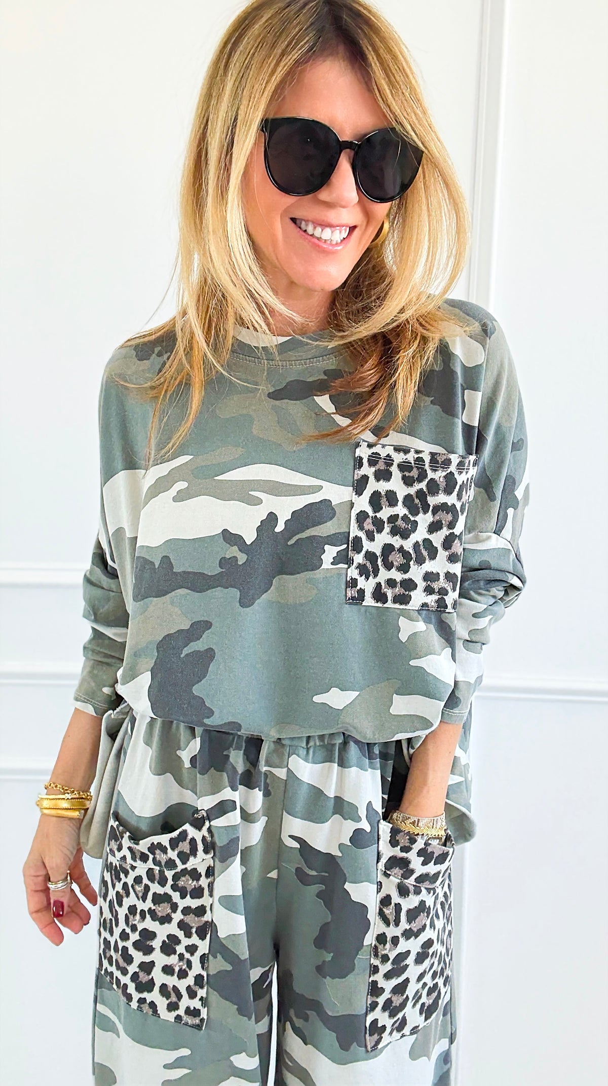 Camo & Wild Italian Long Sleeve Top-110 Long Sleeve Tops-AZUL MONACO-Coastal Bloom Boutique, find the trendiest versions of the popular styles and looks Located in Indialantic, FL