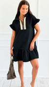 Jet Set Go Quilted Zip Mini Dress - Black-200 Dresses/Jumpsuits/Rompers-she + sky-Coastal Bloom Boutique, find the trendiest versions of the popular styles and looks Located in Indialantic, FL