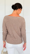 Soho Italian V-Neck Pullover - Ash Mocha-140 Sweaters-Italianissimo-Coastal Bloom Boutique, find the trendiest versions of the popular styles and looks Located in Indialantic, FL