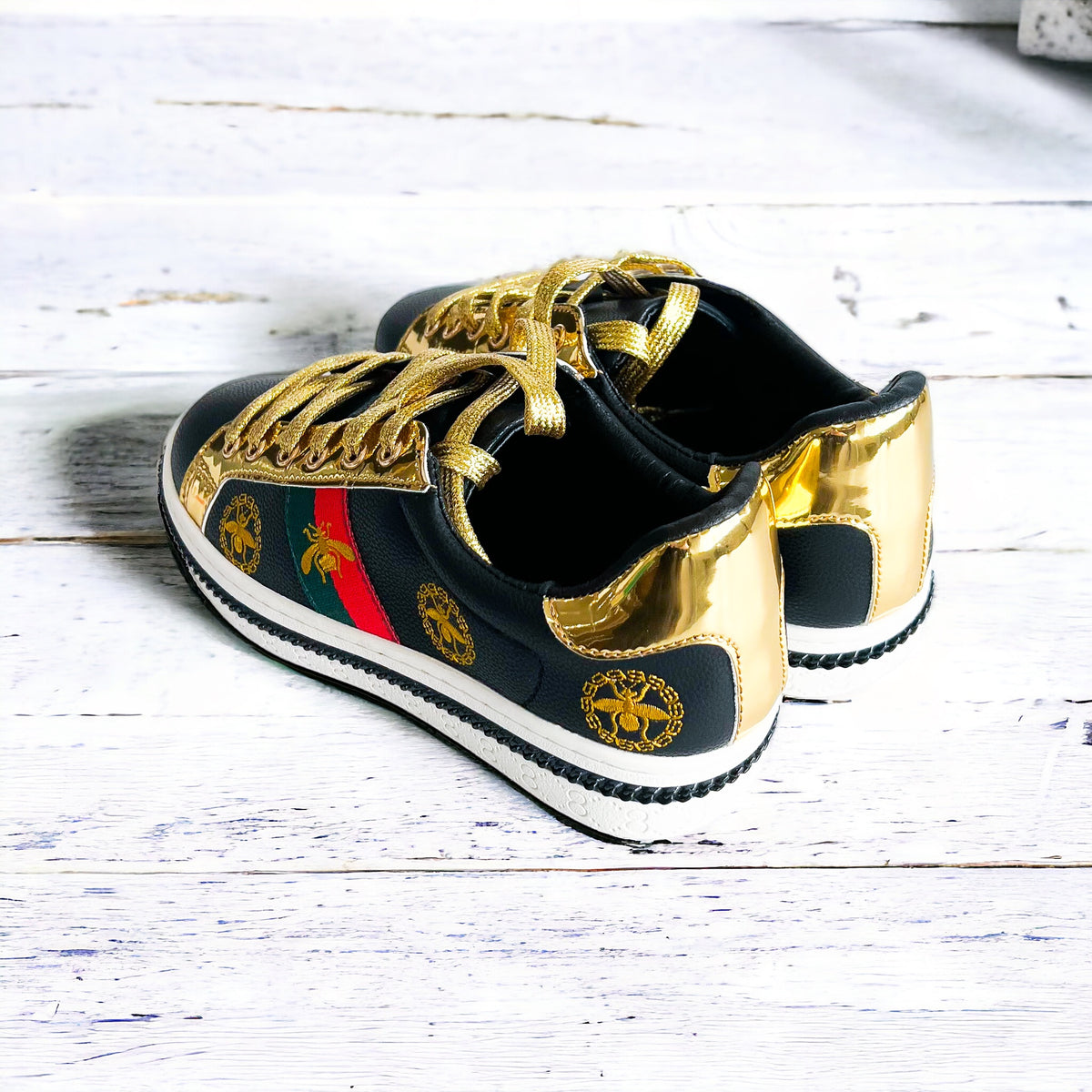 Honey Embroidered Sneakers- Black-250 Shoes-CBALY-Coastal Bloom Boutique, find the trendiest versions of the popular styles and looks Located in Indialantic, FL