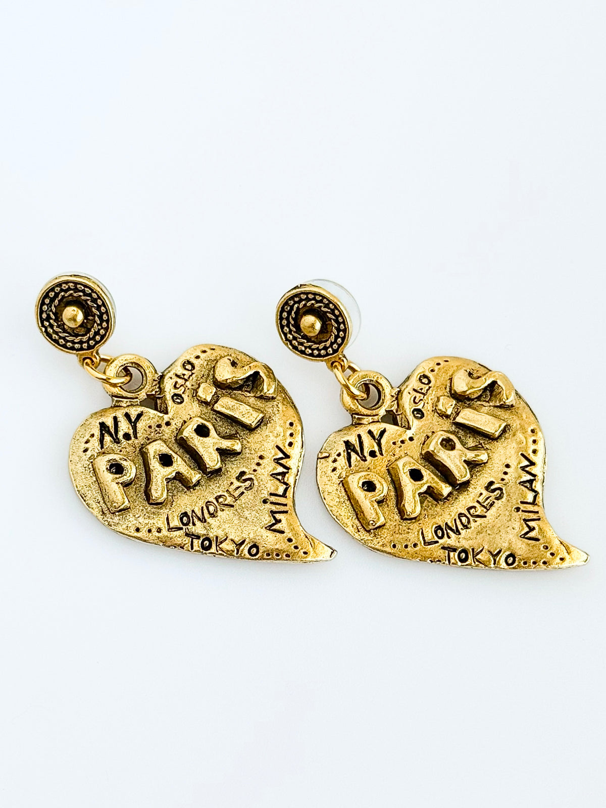 Chunky Heart Paris Earring-230 Jewelry-YOCHI-Coastal Bloom Boutique, find the trendiest versions of the popular styles and looks Located in Indialantic, FL