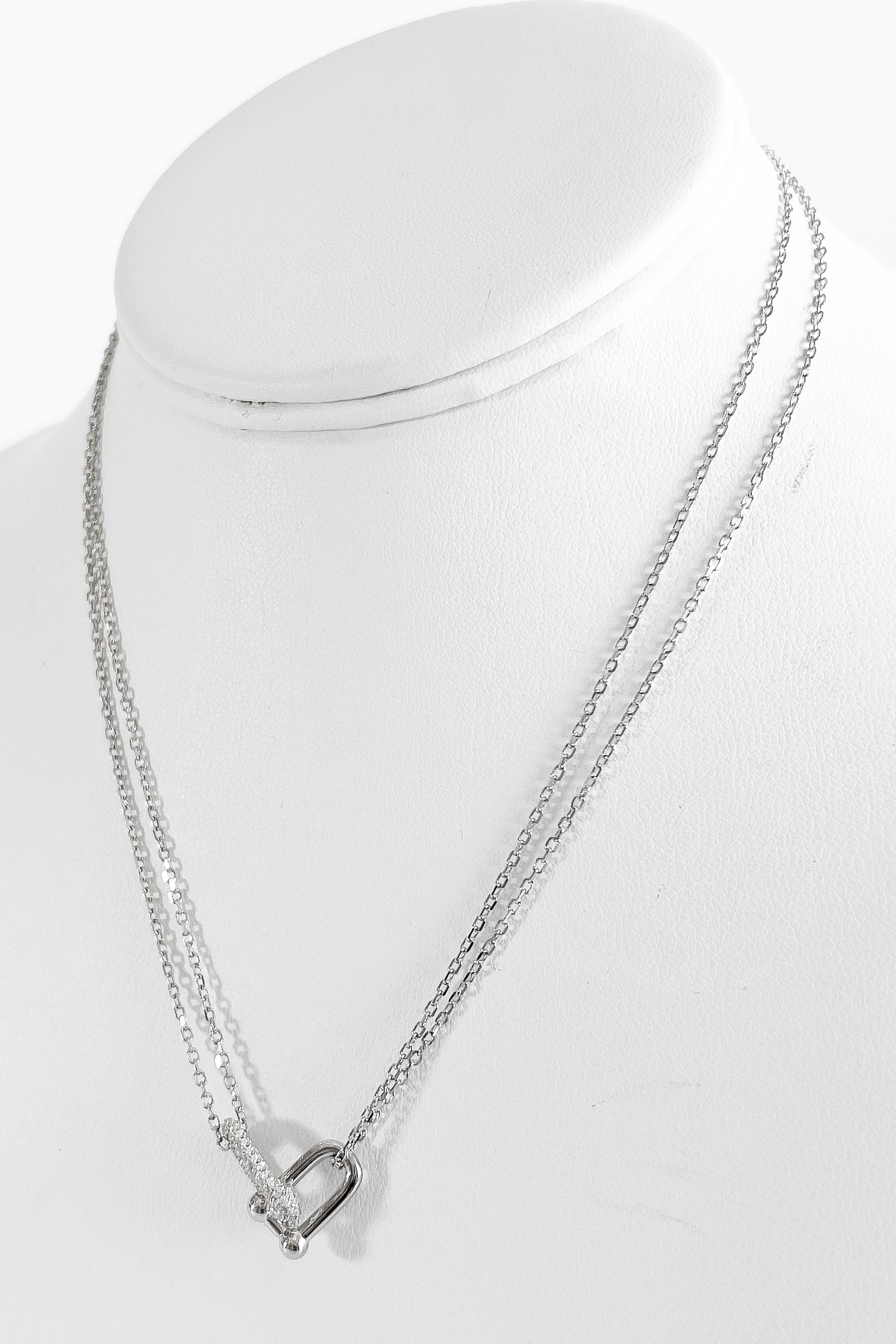 Sterling Silver Micropore Horse Double Layered Necklaces-230 Jewelry-NEWNYC2/NYC-Coastal Bloom Boutique, find the trendiest versions of the popular styles and looks Located in Indialantic, FL