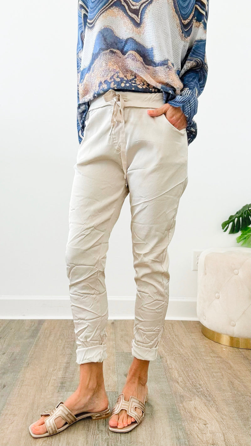 Italian Wish List Moonlit Jogger - Sand Beige-180 Joggers-Italianissimo-Coastal Bloom Boutique, find the trendiest versions of the popular styles and looks Located in Indialantic, FL