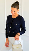 The Regent Cropped Cardigan Sweater-Navy-150 Cardigan Layers-Blu Pepper-Coastal Bloom Boutique, find the trendiest versions of the popular styles and looks Located in Indialantic, FL