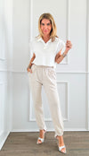 Santorini By Night High Low Cuff Pant - Beige-180 Joggers-Joh Apparel-Coastal Bloom Boutique, find the trendiest versions of the popular styles and looks Located in Indialantic, FL