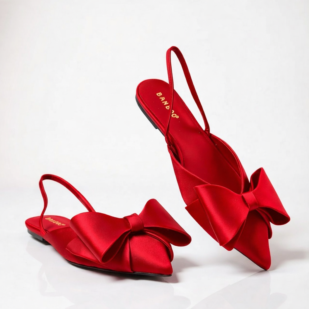 Bow-Tied Delight Flats - Red