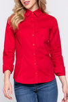 Long Sleeve Poplin Button Down Blouse- Red-130 Long sleeve top-Active Basic-Coastal Bloom Boutique, find the trendiest versions of the popular styles and looks Located in Indialantic, FL