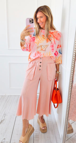 Soft Utility Button Front Pants