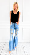 Wild Streak Flared Denim Pants-170 Bottoms-Oli & Hali-Coastal Bloom Boutique, find the trendiest versions of the popular styles and looks Located in Indialantic, FL